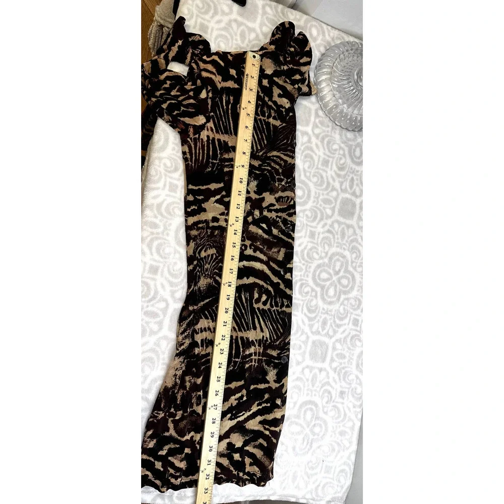 Chico's Traveler Liquid Knit Animal Print Slinky Button Up Duster/Dress, Sz M/8 - Picture 14 of 16